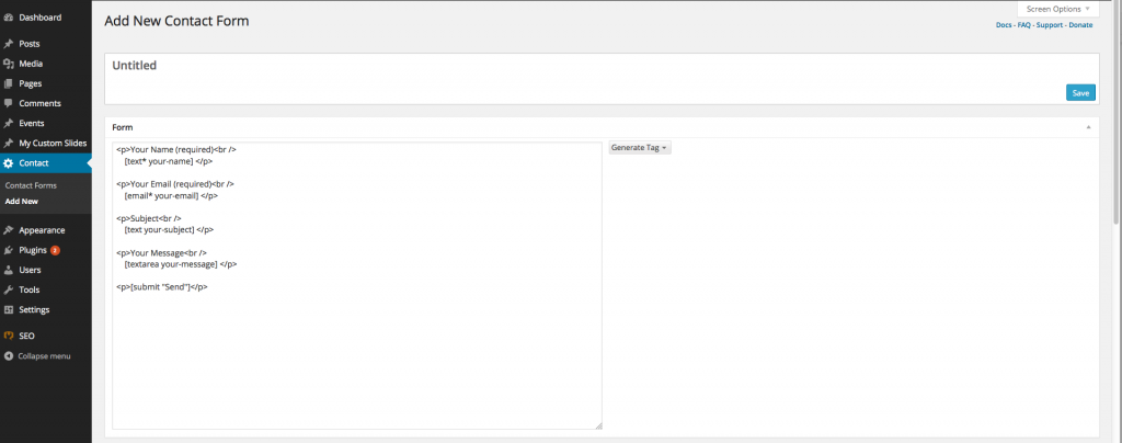 creating a new contact form
