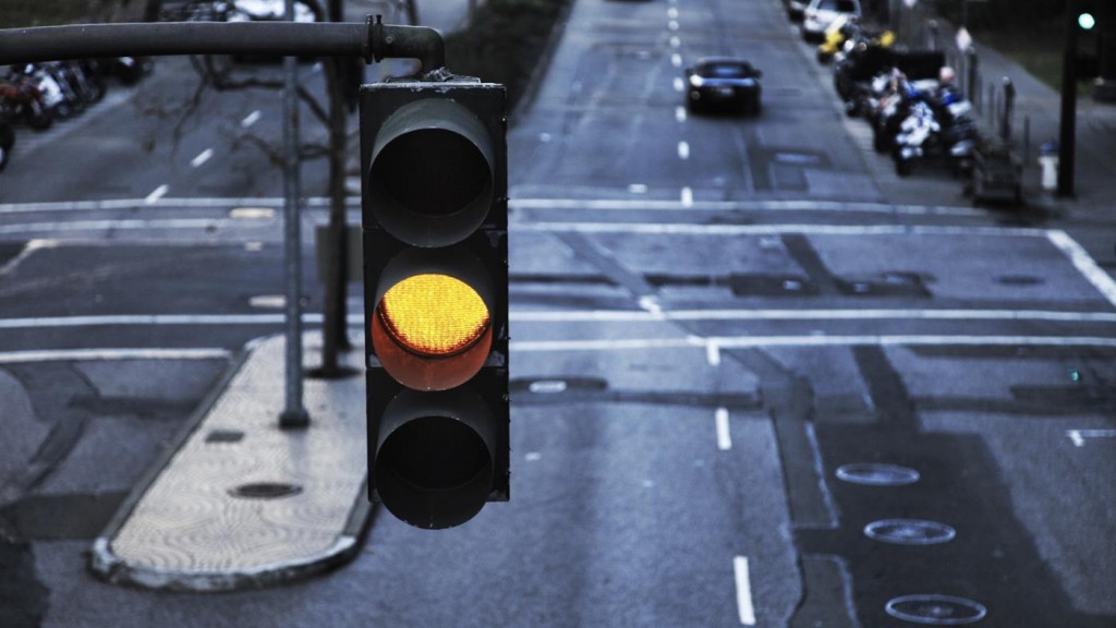 traffic light on yellow