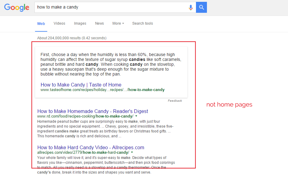 search results
